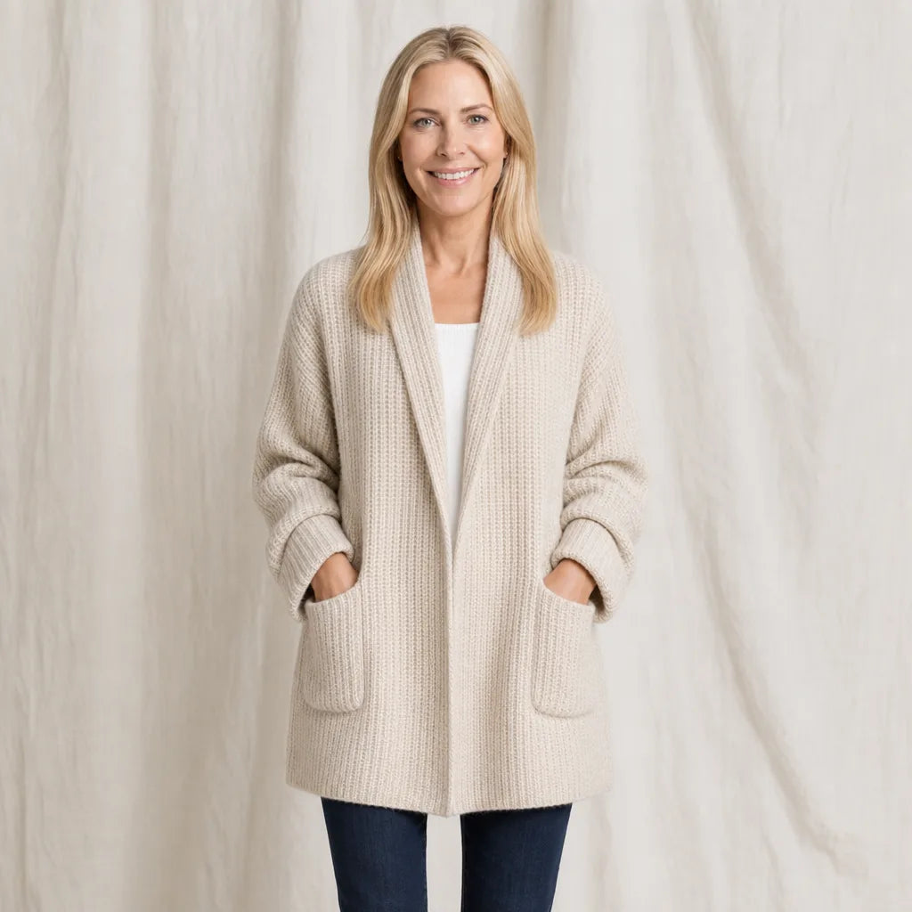 Women's Beige Arthur Longline Knit Cardigan