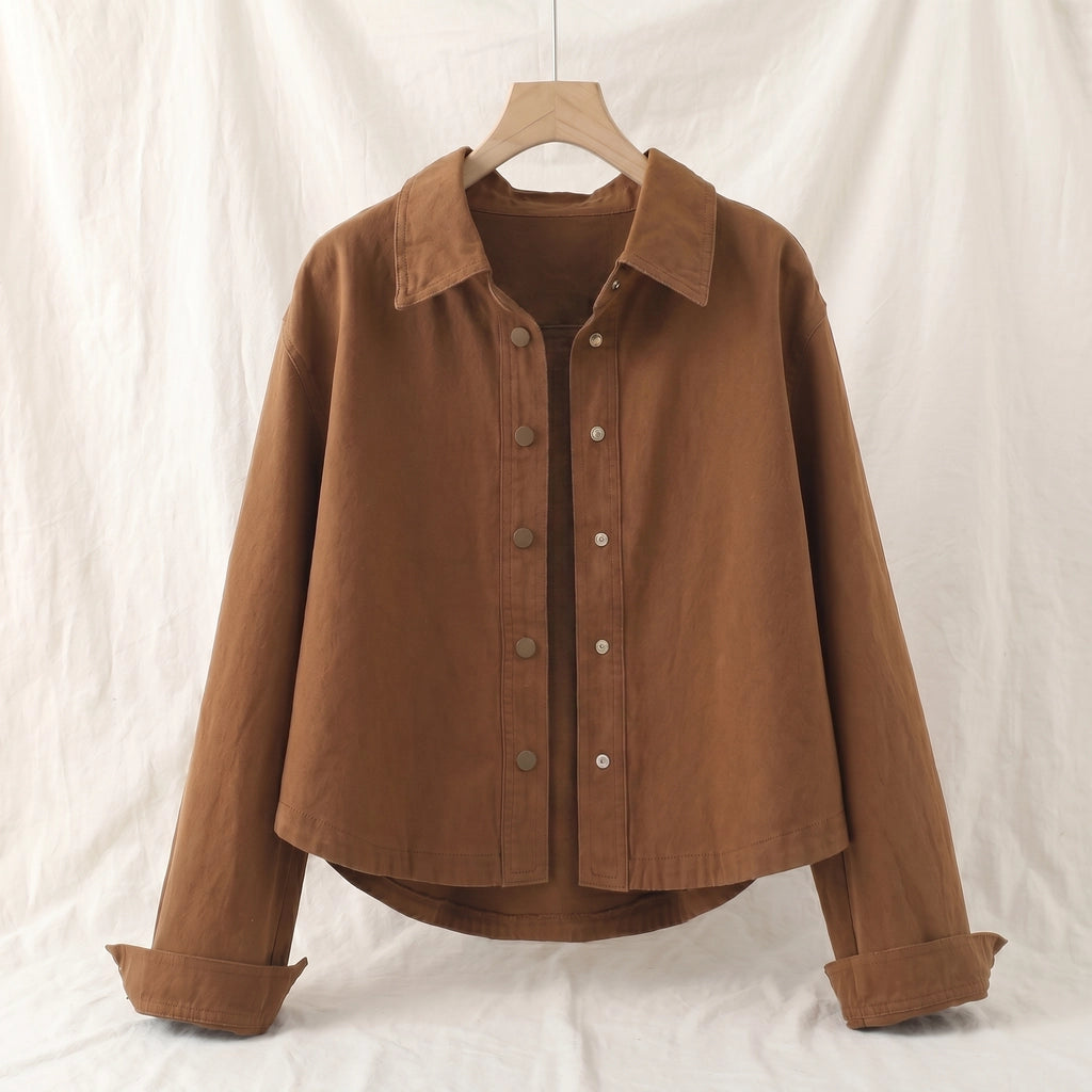 Evelyn Cotton Utility Jacket - Color:Khaki;Size:S