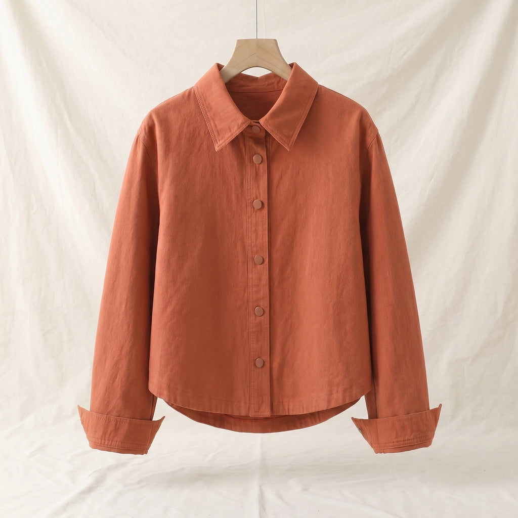 Evelyn Cotton Utility Jacket - Color:Orange;Size:S