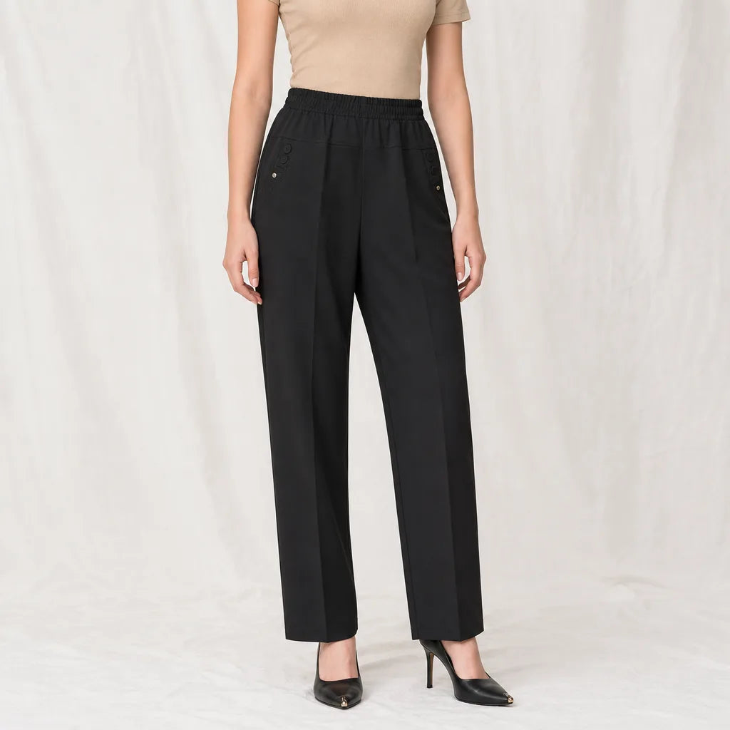 Women's Black Evelyn Relaxed Straight Trousers