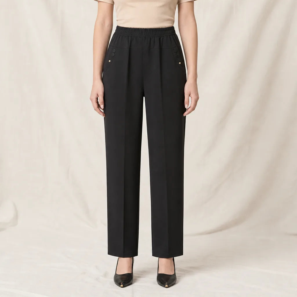 Women's Black Evelyn Relaxed Straight Trousers