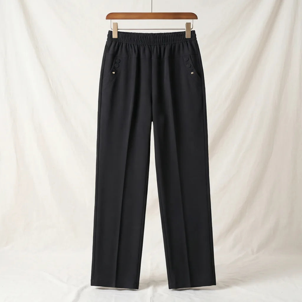 Women's Black Evelyn Relaxed Straight Trousers