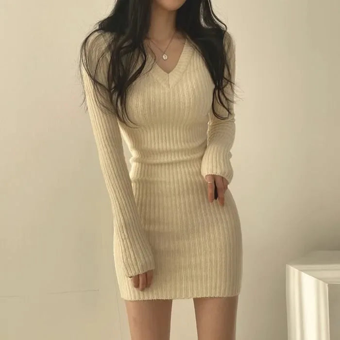 Women's Everly | Women's Ribbed V-Neck Slim-Fit Dress -No match