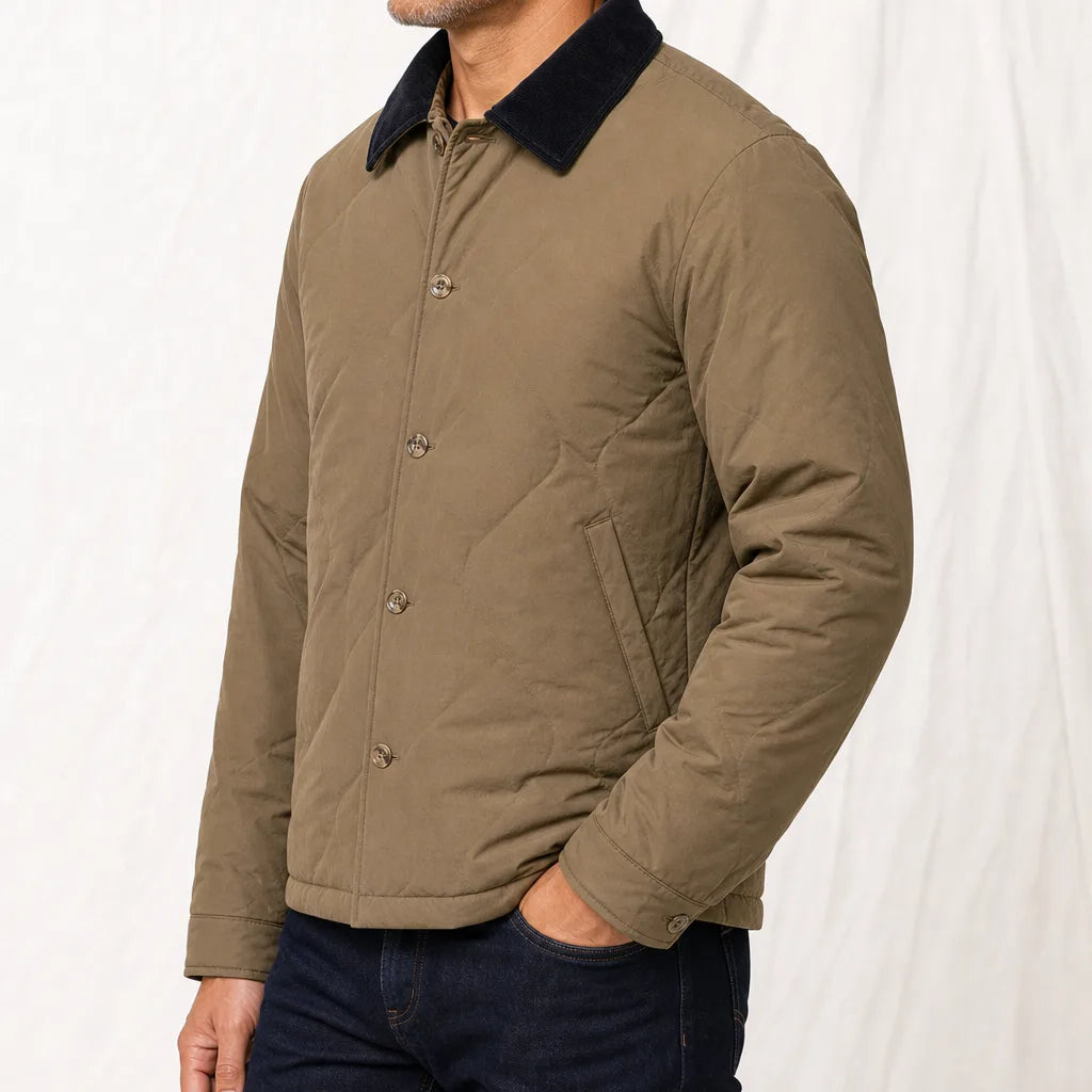Men's Brown Fairbanks Contrast Collar Puffer Jacket