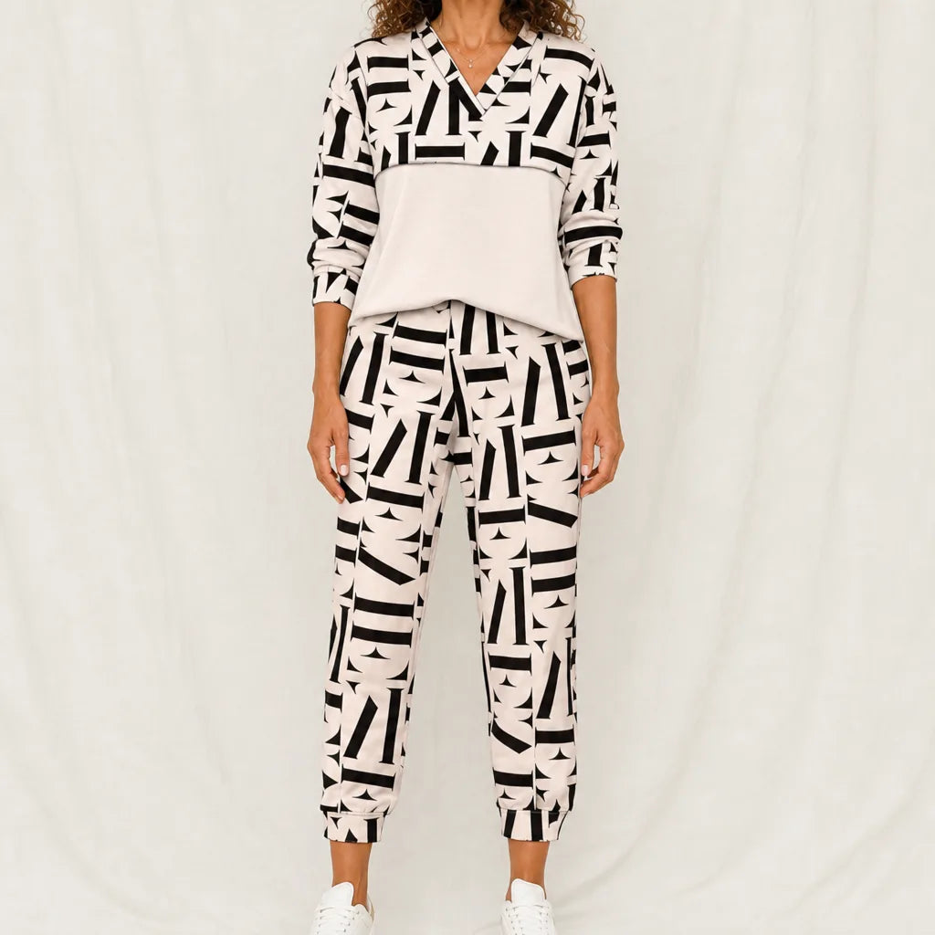 Fairmont Printed Sweatshirt Set - Color:White;Size:XS