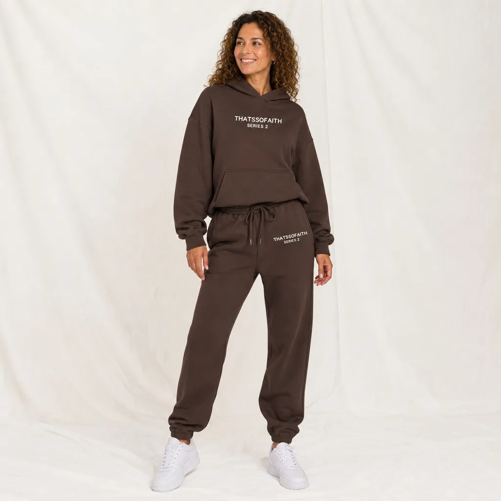 Women's Brown Tiernan Printed Hoodie Set