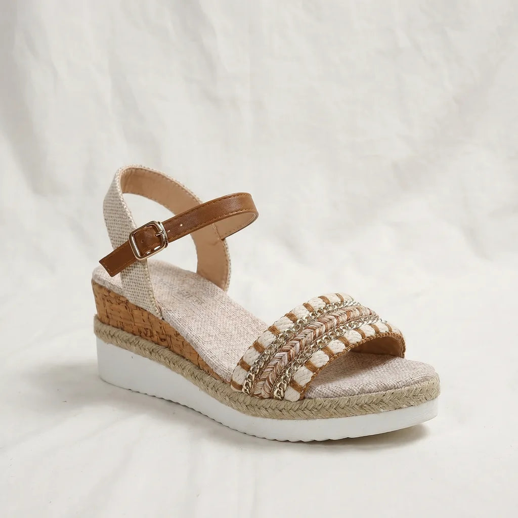 Light Brown Fairchild Platform Wedge Sandals 1