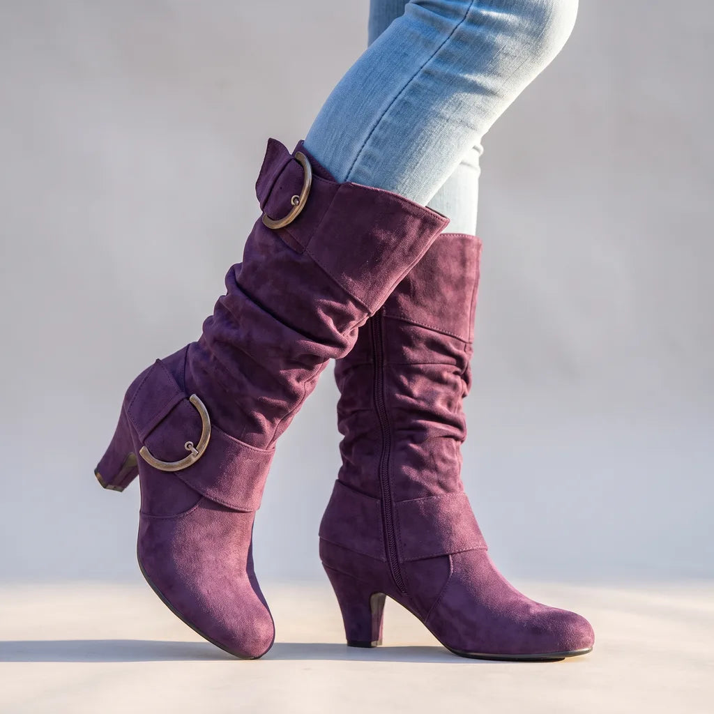 Fatima | Women's Orthopaedic Buckle Boots - Color:Purple;Size:36