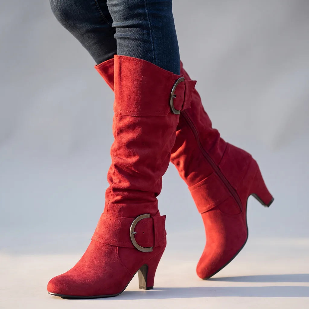Fatima | Women's Orthopaedic Buckle Boots - Color:Red;Size:36
