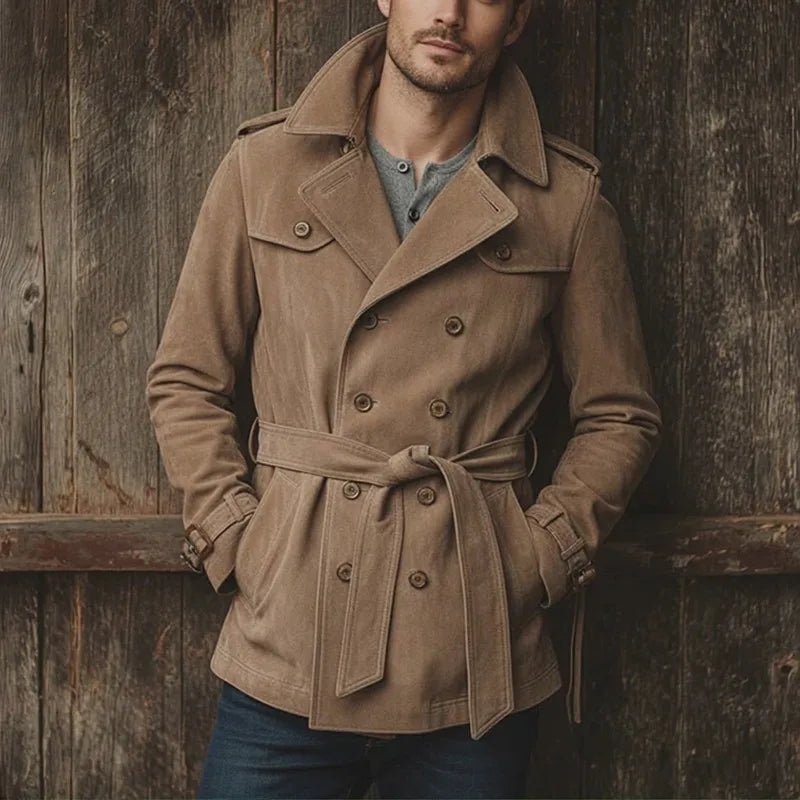 Fenton | Men's Mid-Length Trench Coat - Brown