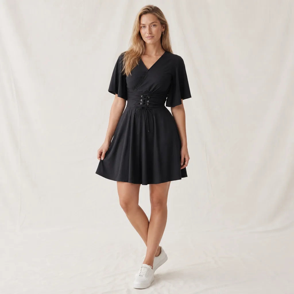 Fiona Curve Dress - Color:Black;Size:L
