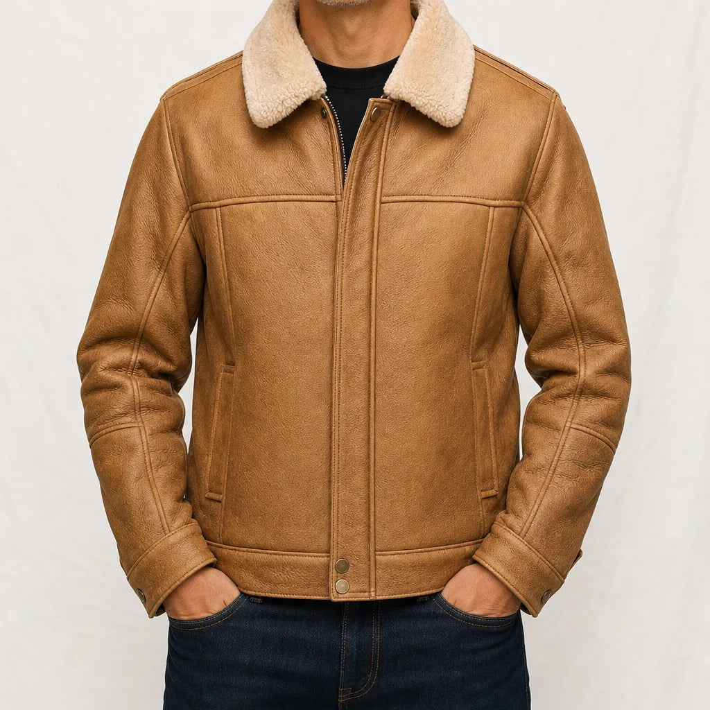 Men's Yellow Fitch Sheepskin Leather Jacket