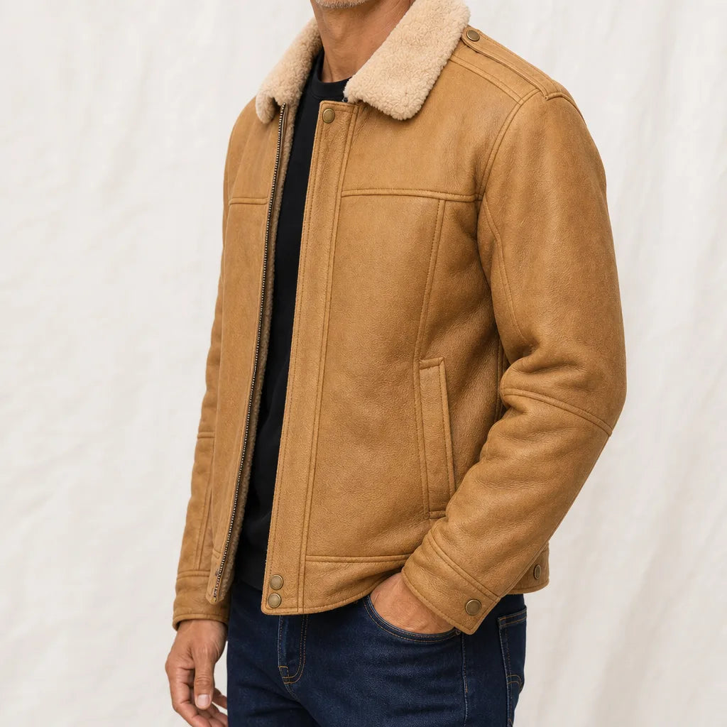 Men's Yellow Fitch Sheepskin Leather Jacket