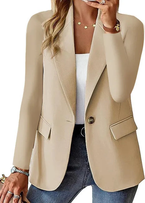 Forsythe V-Neck Blazer - Size:XS;Color:Beige