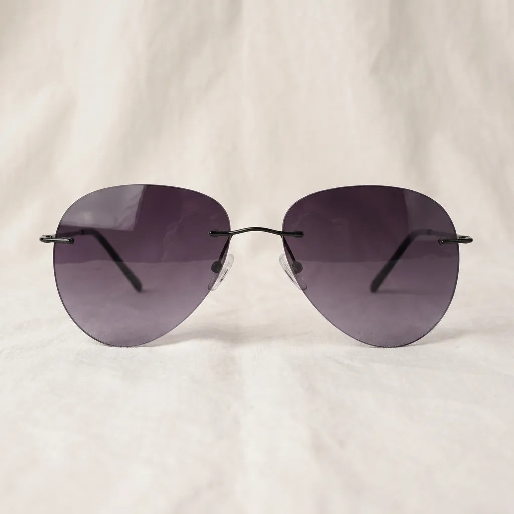 Women's Gunmetal Frame Gradient Grey Fanderya Vance Rimless Shades (Copy)