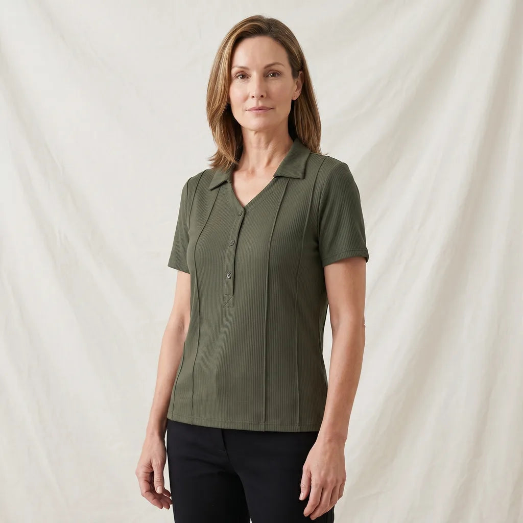 Women's Olive Gray Gemma Cotton Collared Blouse