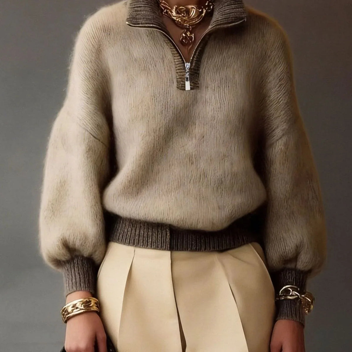 women's sweater khaki.webp
