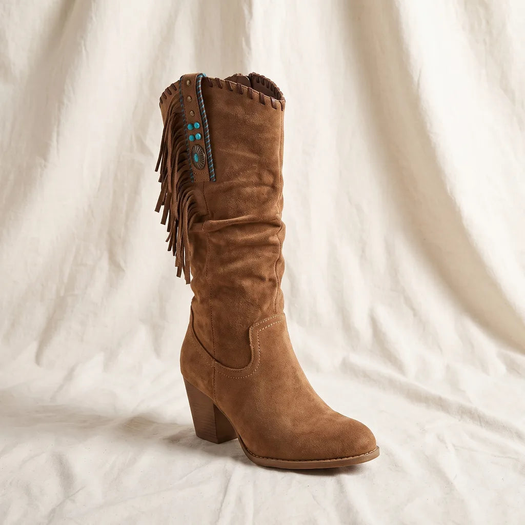 Women's Brown Whalen Fringe Tall Boots
