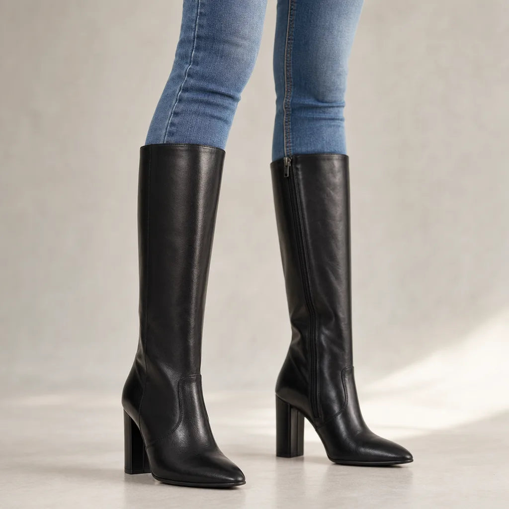 Women's Black Walcott Pointed Knee Boots