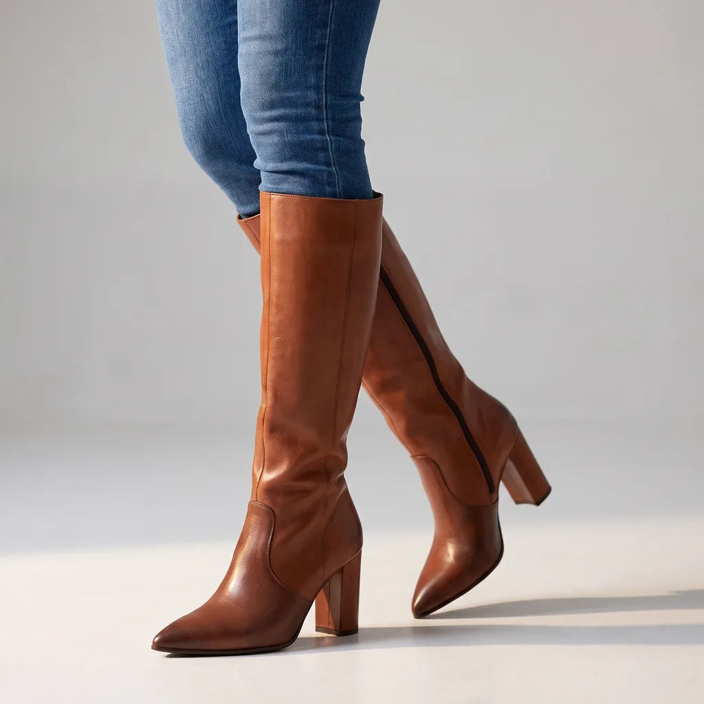 Women's Brown Walcott Pointed Knee Boots