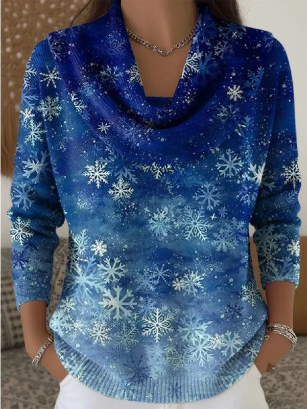Grace | Women's Christmas Cowl Neck Jumper - Size:XS;Color:Blue