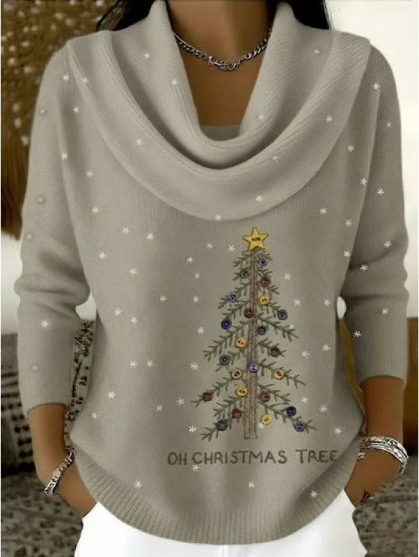 Grace | Women's Christmas Cowl Neck Jumper - Size:XS;Color:Brown