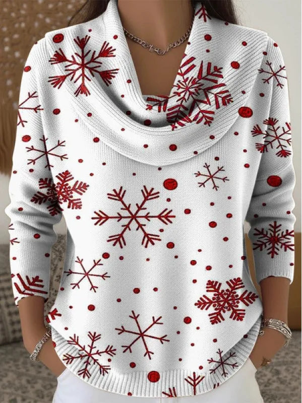 Grace | Women's Christmas Cowl Neck Jumper - Size:XS;Color:White