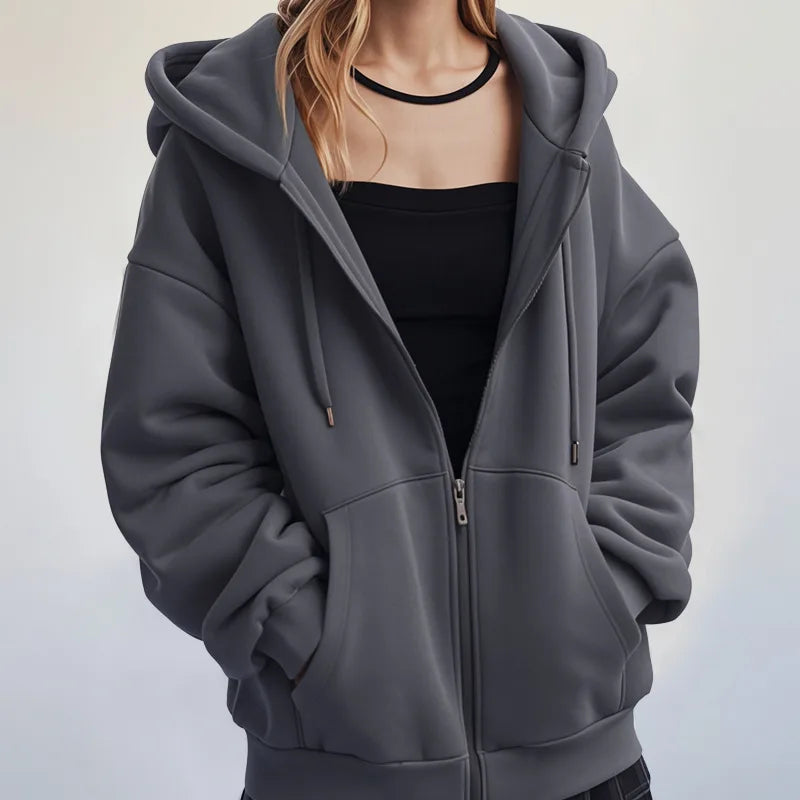 Grace | Women's Workout Hoodie - Color:Dark Gray;Size:S