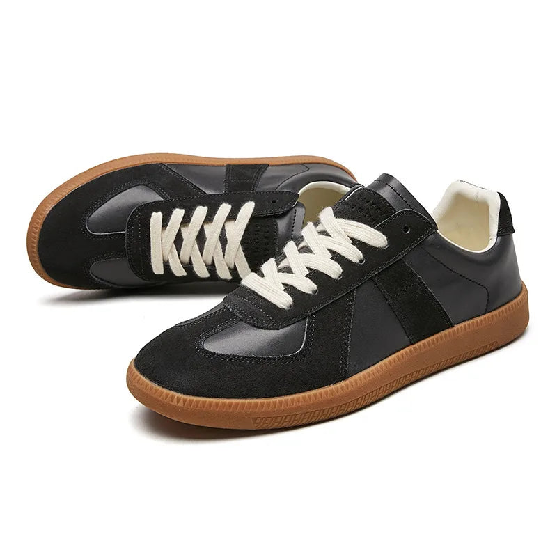 Granger | Men's Leather Lace-Up Trainers - Color:Black;Size:38