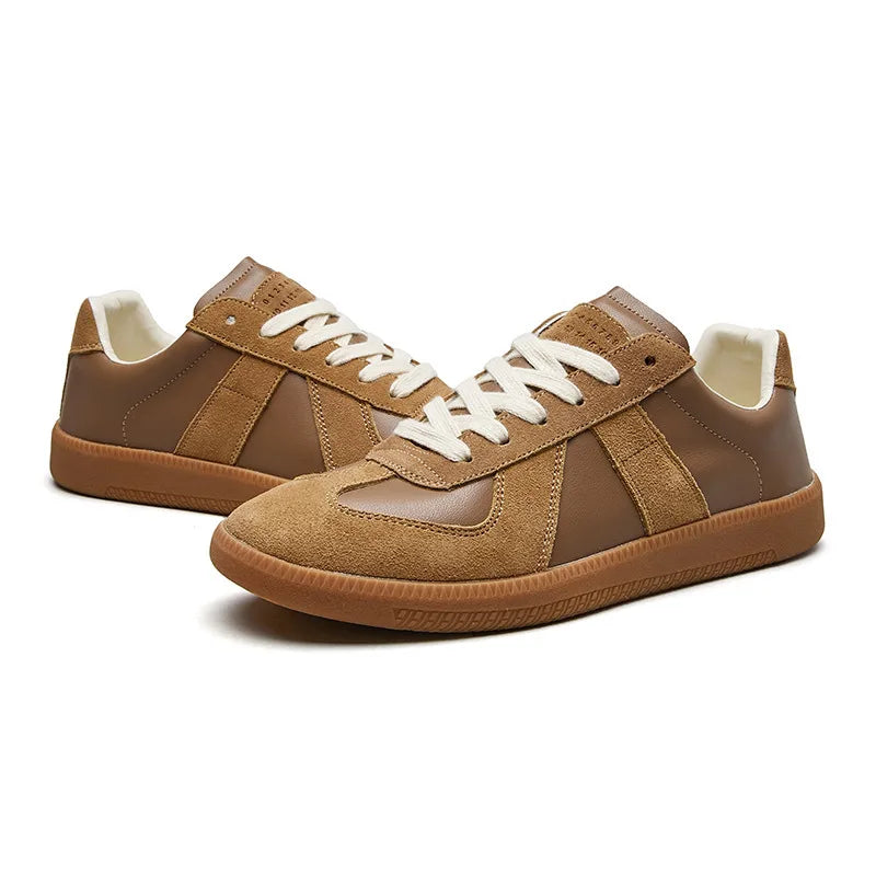 Granger | Men's Leather Lace-Up Trainers - Color:Brown;Size:38