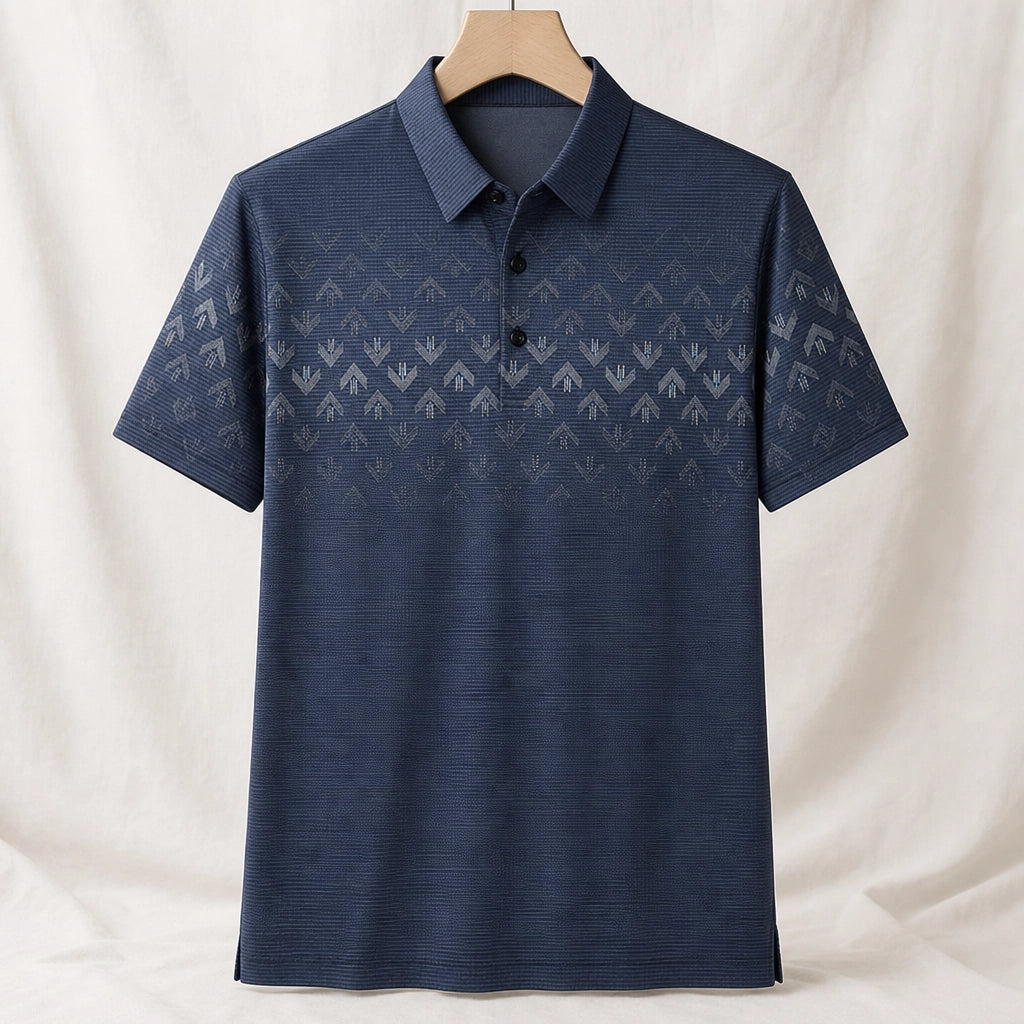 Westbrook Striped Knit Polo Shirt - Color:Gray;Size:S