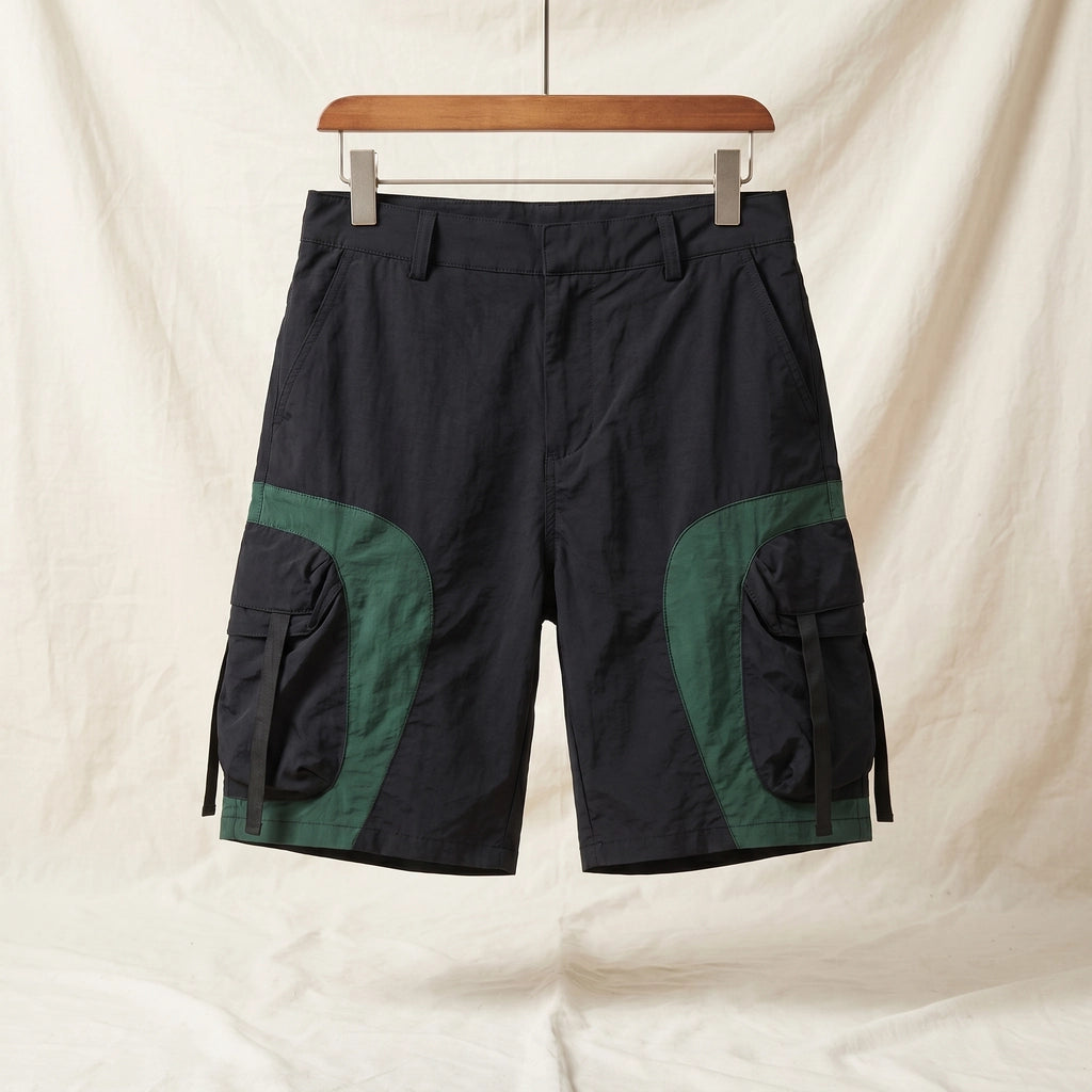 Lionel Panelled Mesh Shorts - Color:Green;Size:S