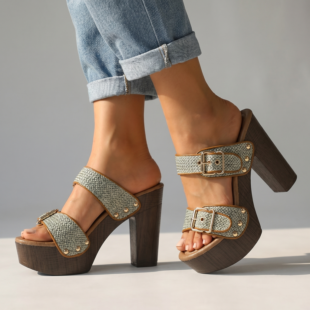 Vanessa | Womens Buckle Strap Block Heels