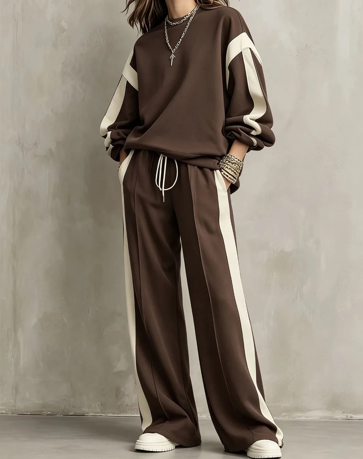 Hadley | Women's 2 Piece Tracksuit - Color:Dark Brown;Size:XXS
