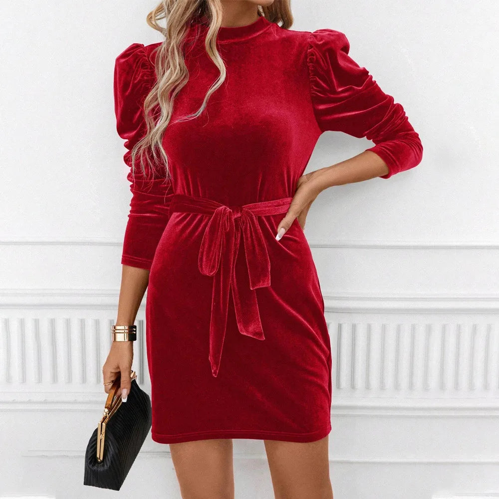 Women's Hadley | Women's Puff Sleeve Velvet Mini Dress