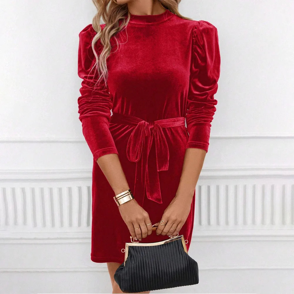 Women's Hadley | Women's Puff Sleeve Velvet Mini Dress