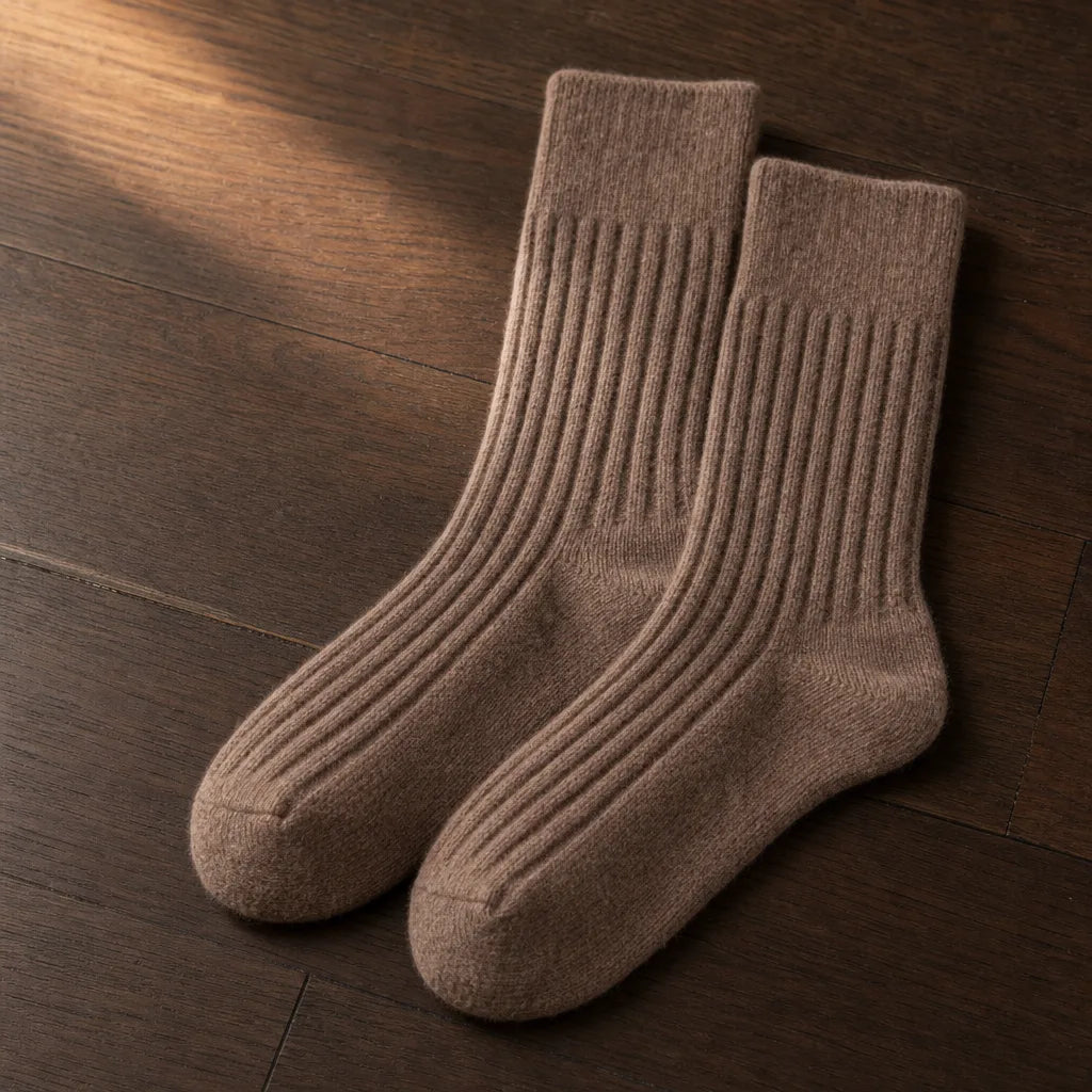 Halcyon Ribbed Socks - Color:Brown;Size:One Size