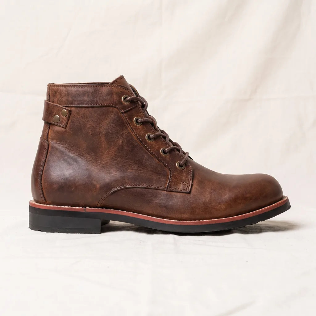 Men's Brown Livingston Lace-Up Biker Boots