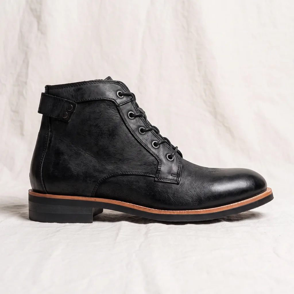 Men's Black Livingston Lace-Up Biker Boots