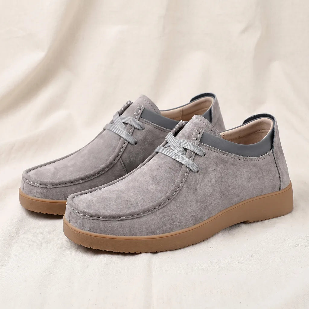 Men's Gray Hugh Leather Low Top Sneakers