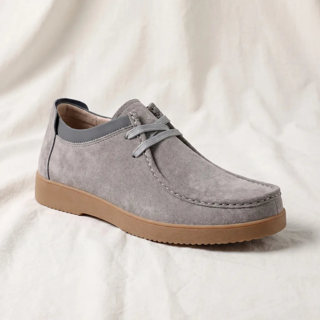 Men's Gray Hugh Leather Low Top Sneakers