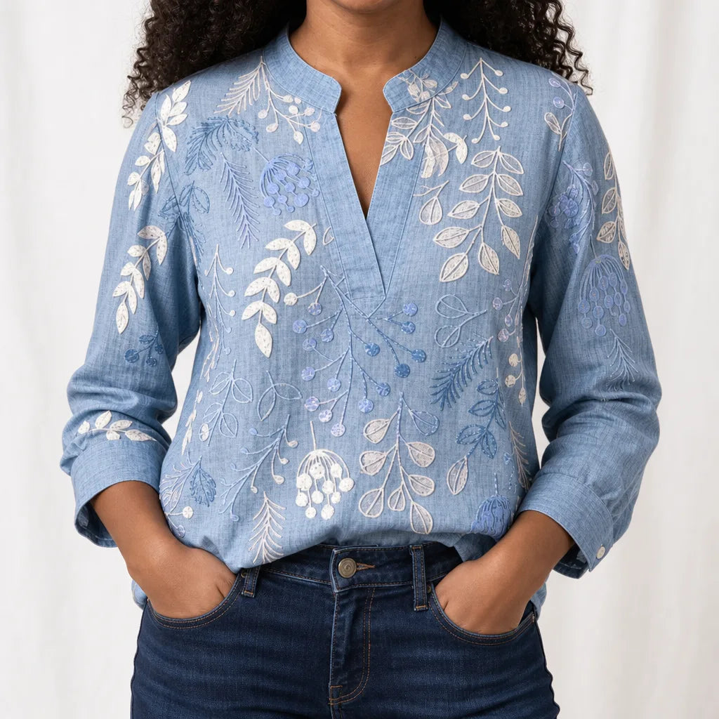 Hannah | Women's Blouse - Color:Blue;Size:XS