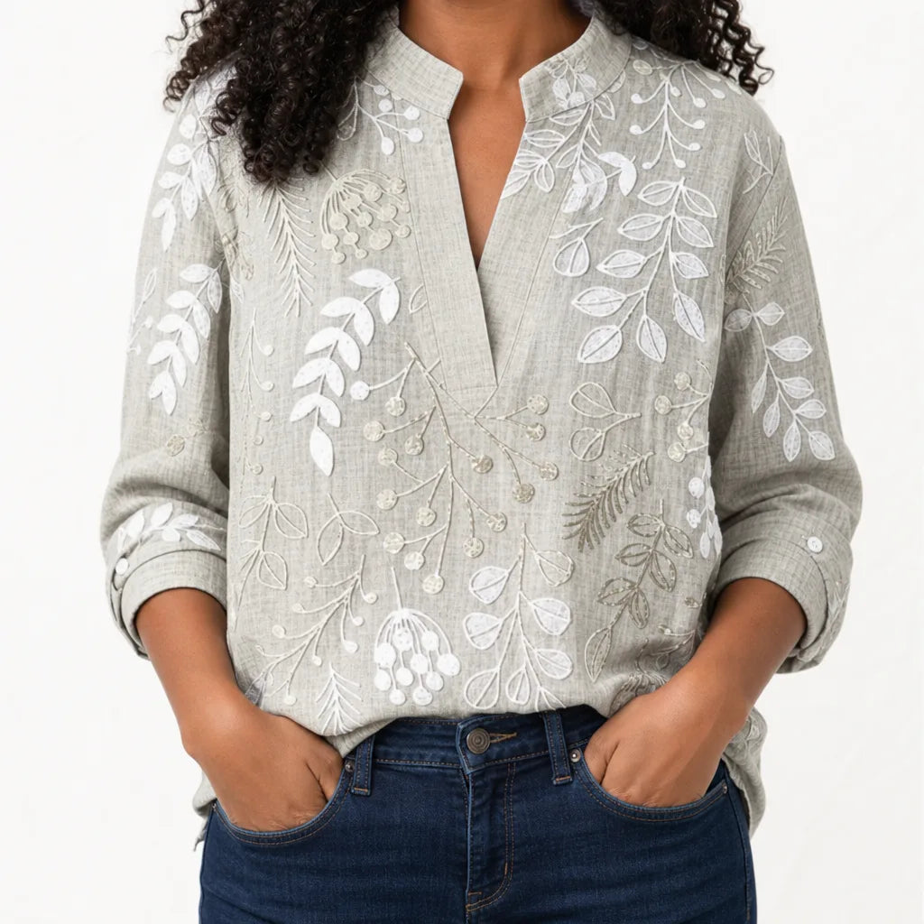 Hannah | Women's Blouse - Color:Gray;Size:XS