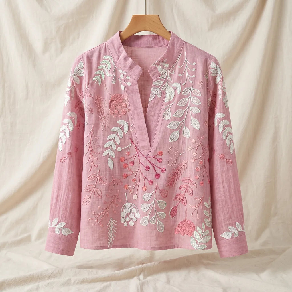 Women's Pink Cartwright Printed V Neck Blouse