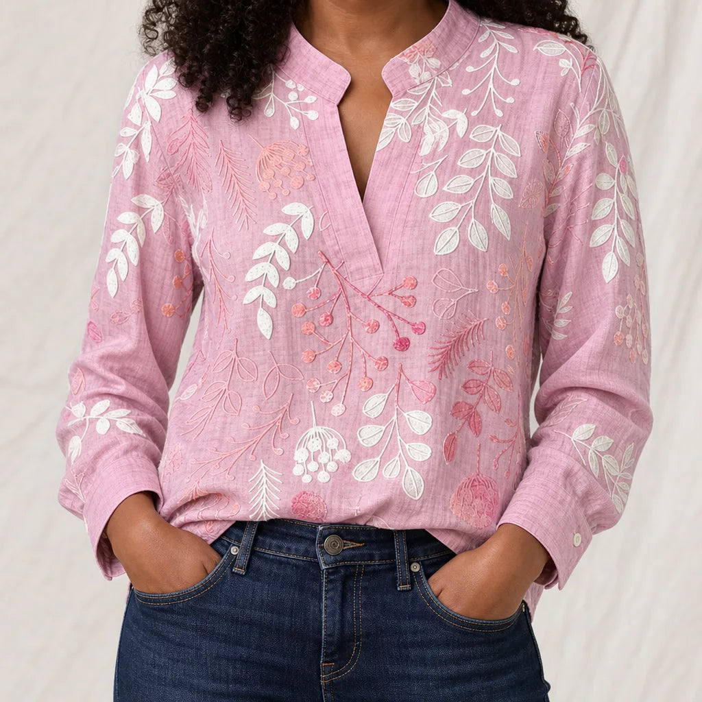 Hannah | Women's Blouse - Color:Pink;Size:XS