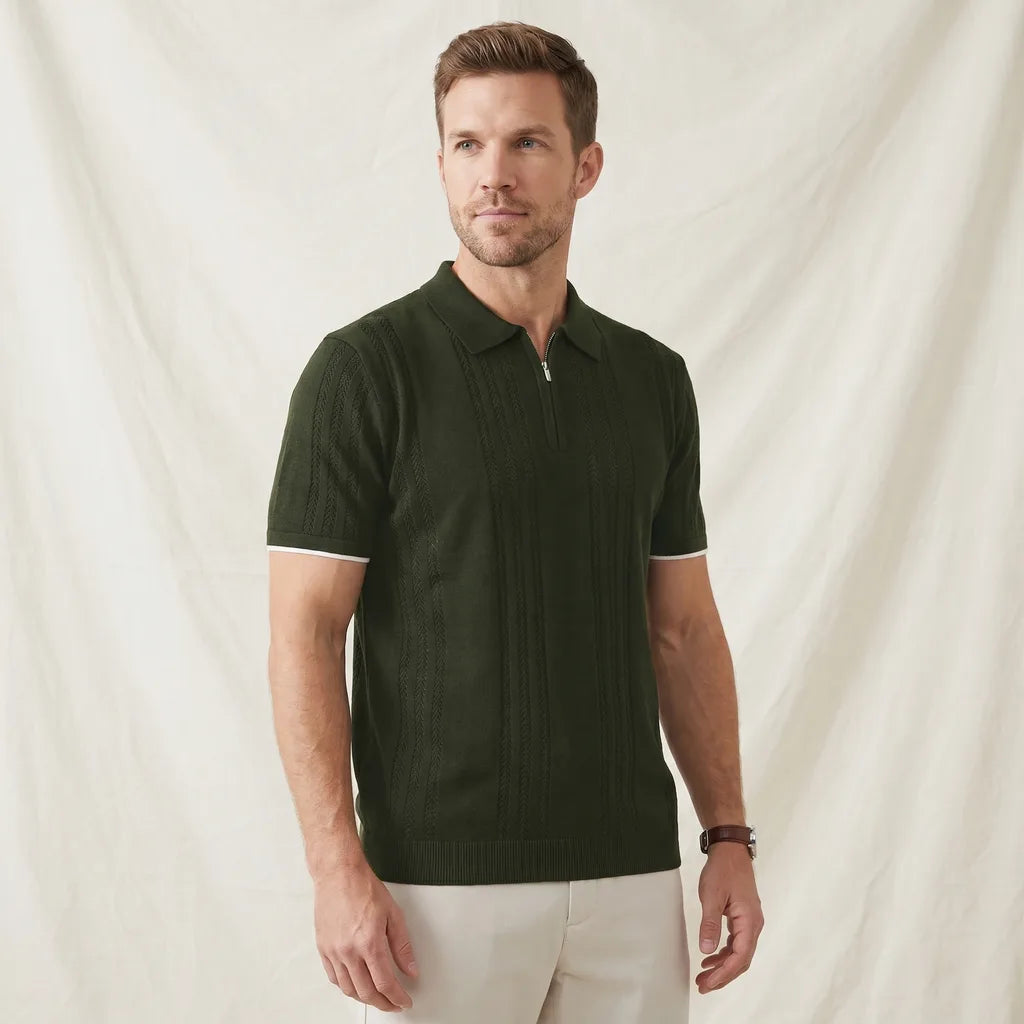 Green Hancock Knit Polo Shirt 2