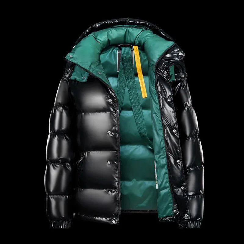Hastings | Men's Hooded Puffer Jacket - Black and Green