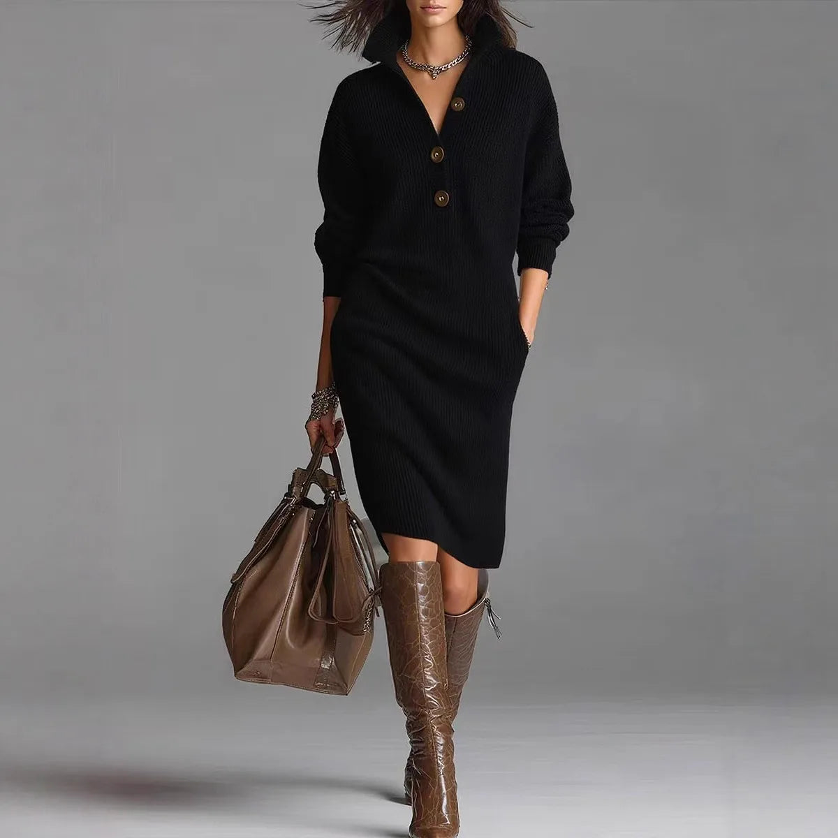 Haven | Women's Jumper Dress - Color:Black;Size:S