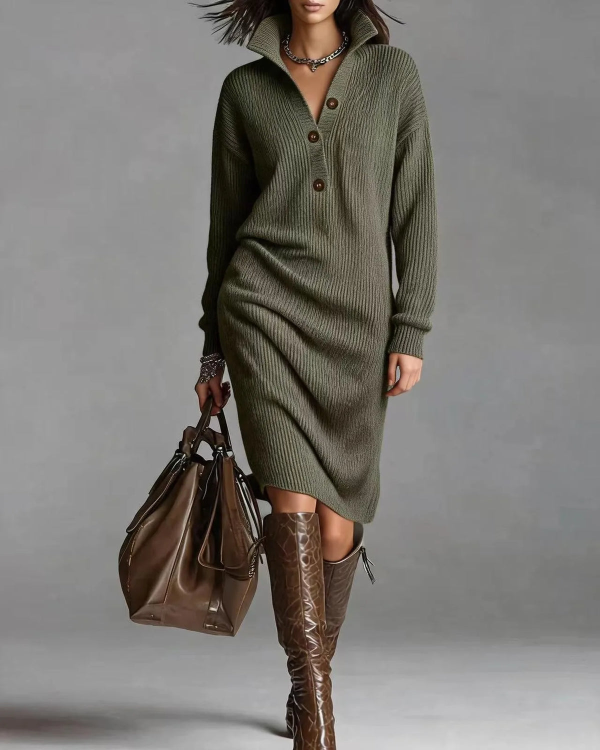 Haven | Women's Jumper Dress - Color:Green;Size:S