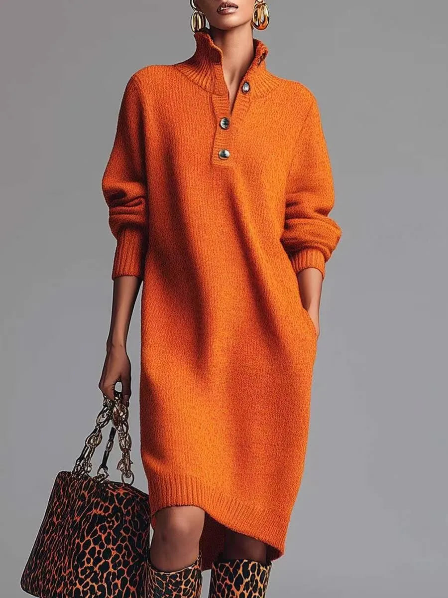 Haven | Women's Jumper Dress - Color:Orange;Size:S